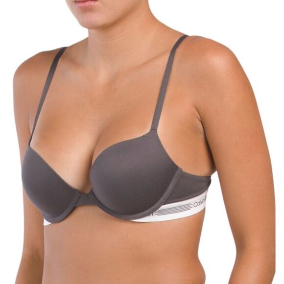 CALVIN KLEIN Grey Grace Push Up Plunge Bra - 34B - Picture 1 of 2